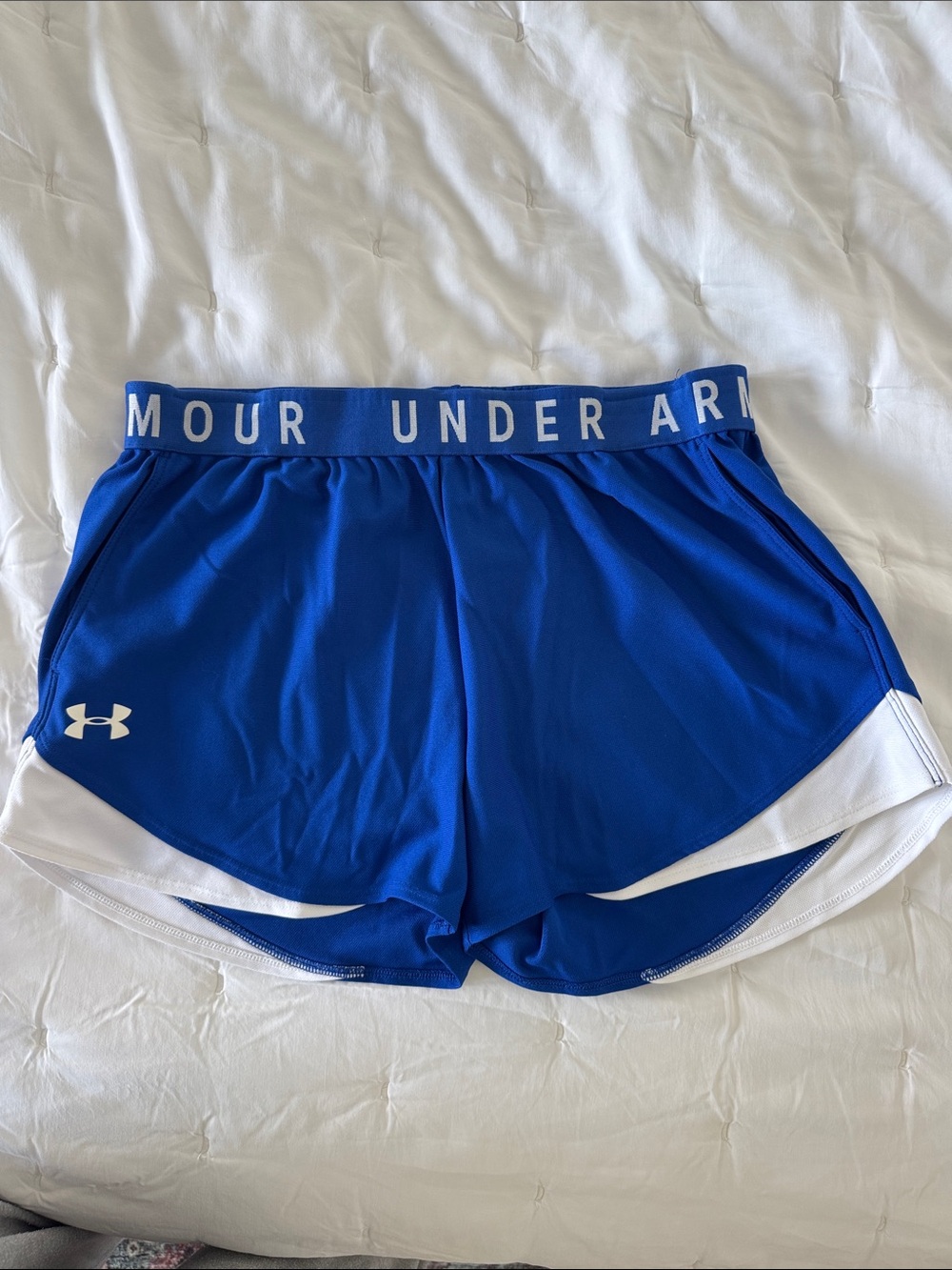Under Armour Women's Royal Blue Athletic Shorts with White Trim
